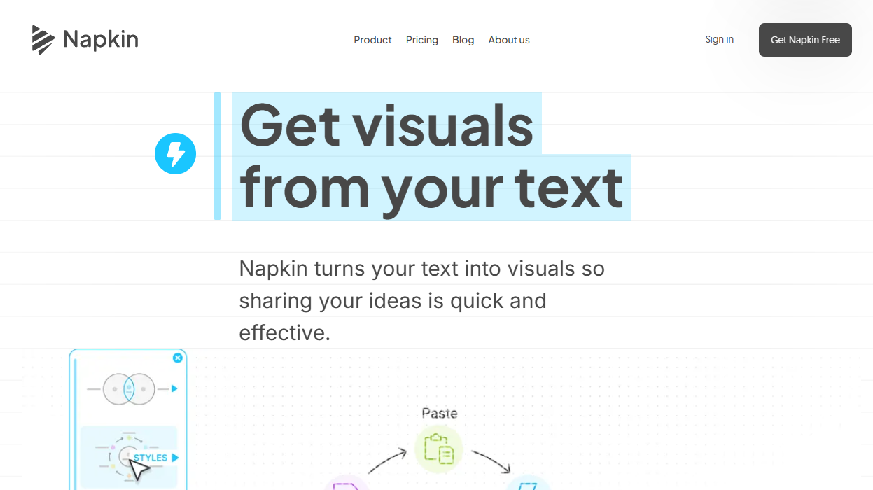 Napkin AI官网首页界面截图