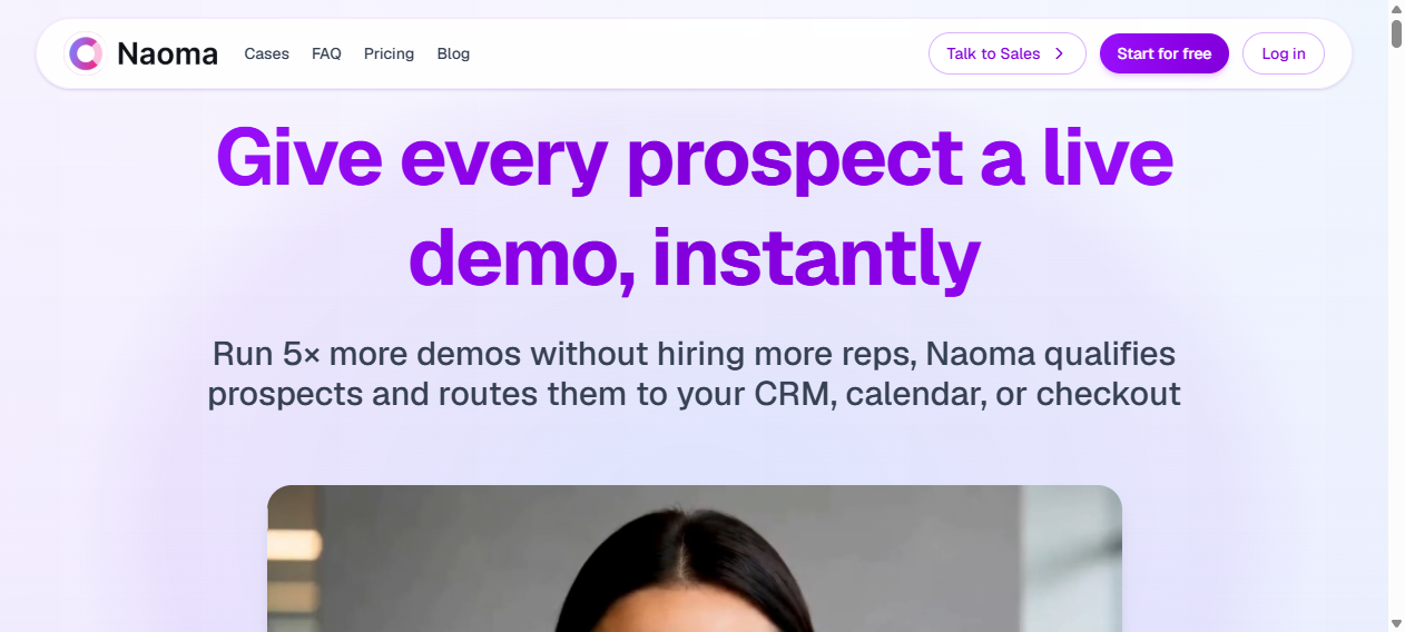 Naoma官网 – AI视频销售代理24/7自动跑产品演示｜Product Hunt日榜第一