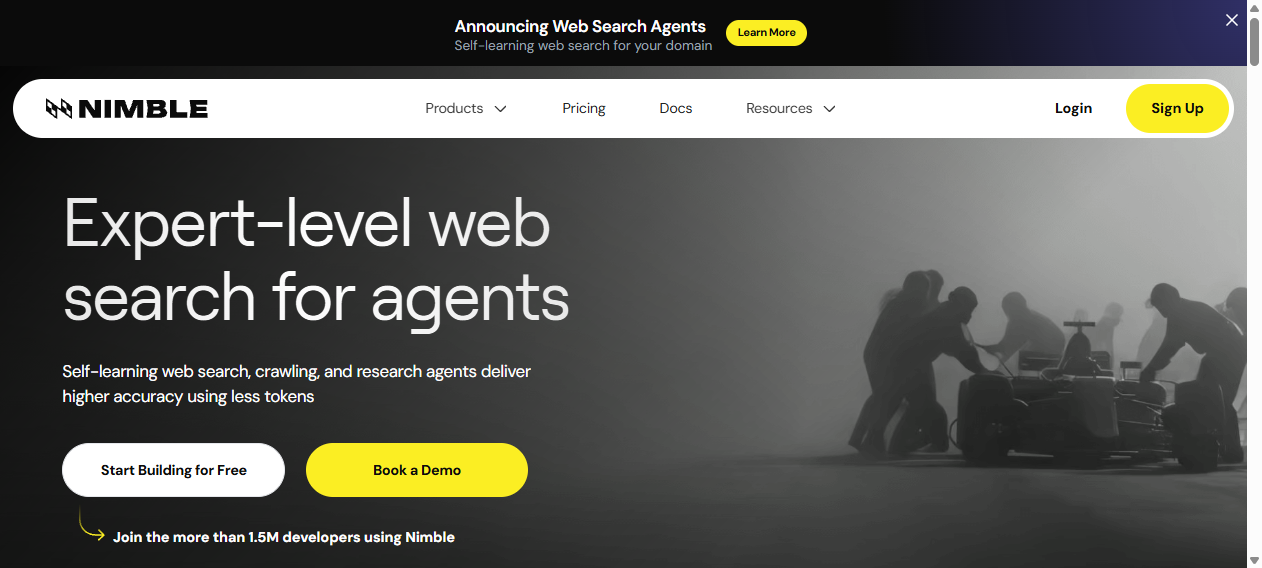 Nimble官网 – AI Agent专家级实时网页搜索｜Web Search Agents自学习检索