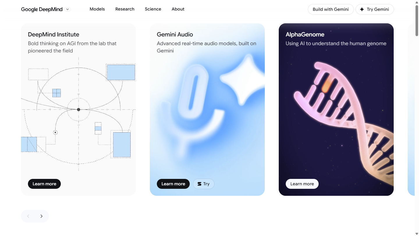 Google DeepMind官网首页界面截图