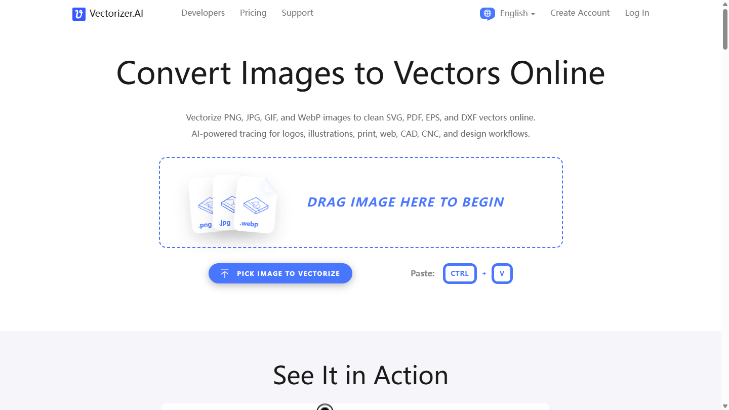 Vectorizer.AI官网首页界面截图