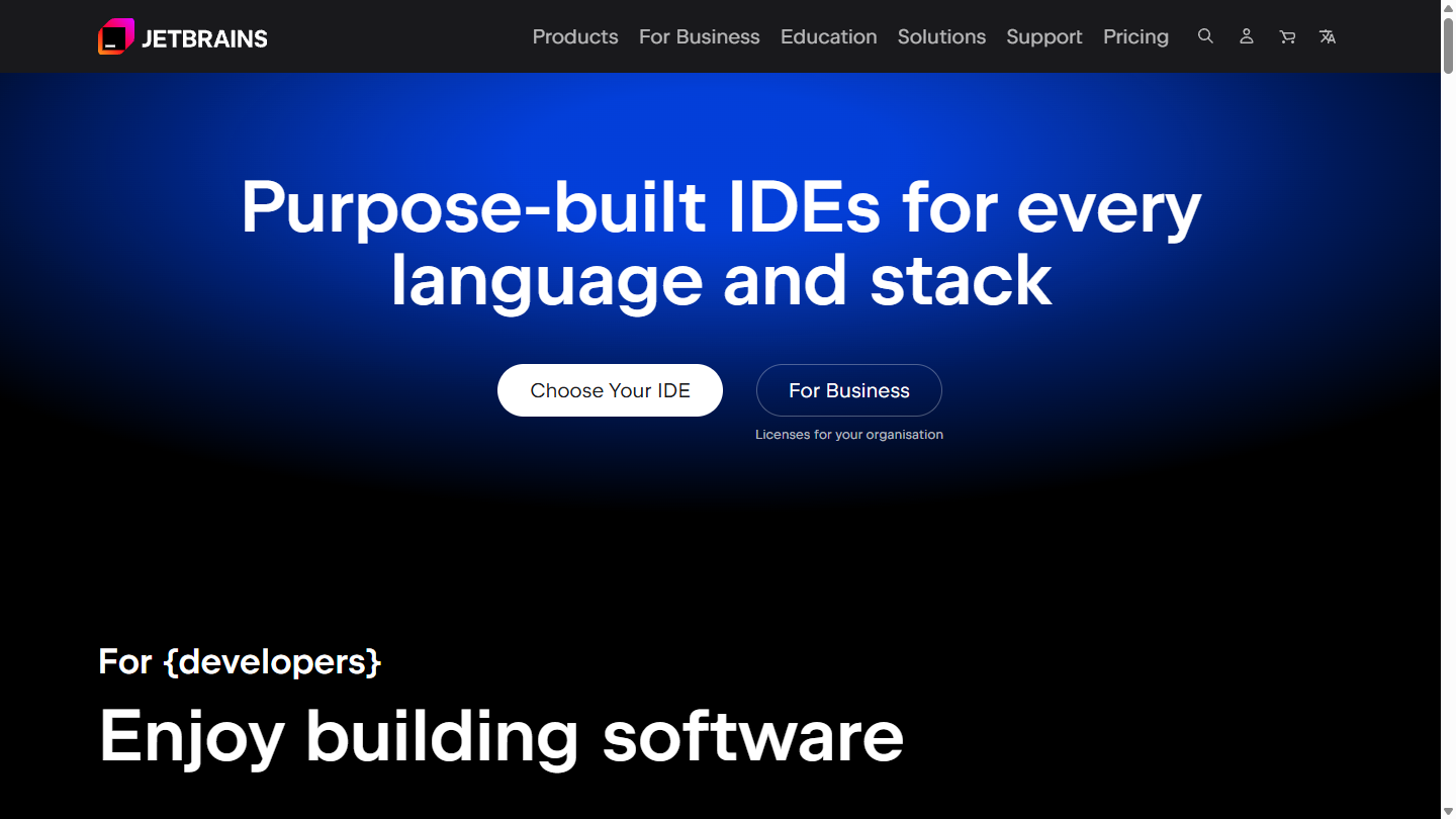 JetBrains AI官网首页界面截图