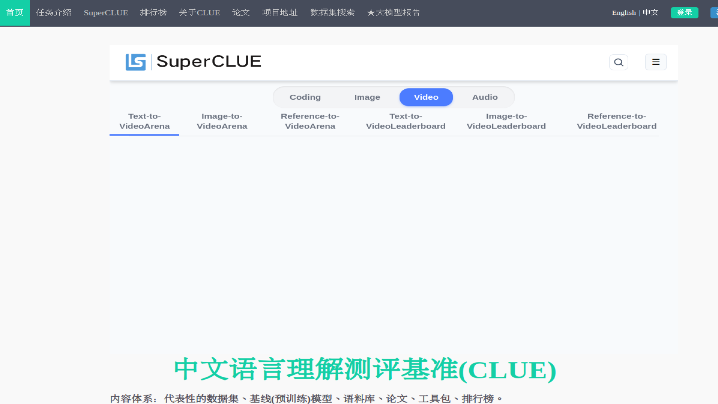 SuperCLUE官网首页界面截图