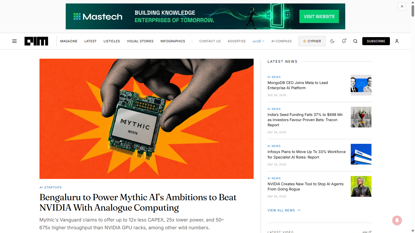 Analytics India Magazine官网首页界面截图