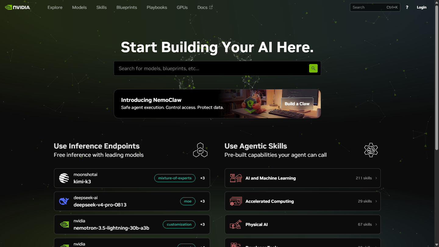 NVIDIA NIM官网首页界面截图