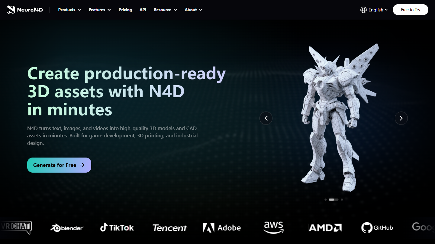 Neural4D官网首页界面截图