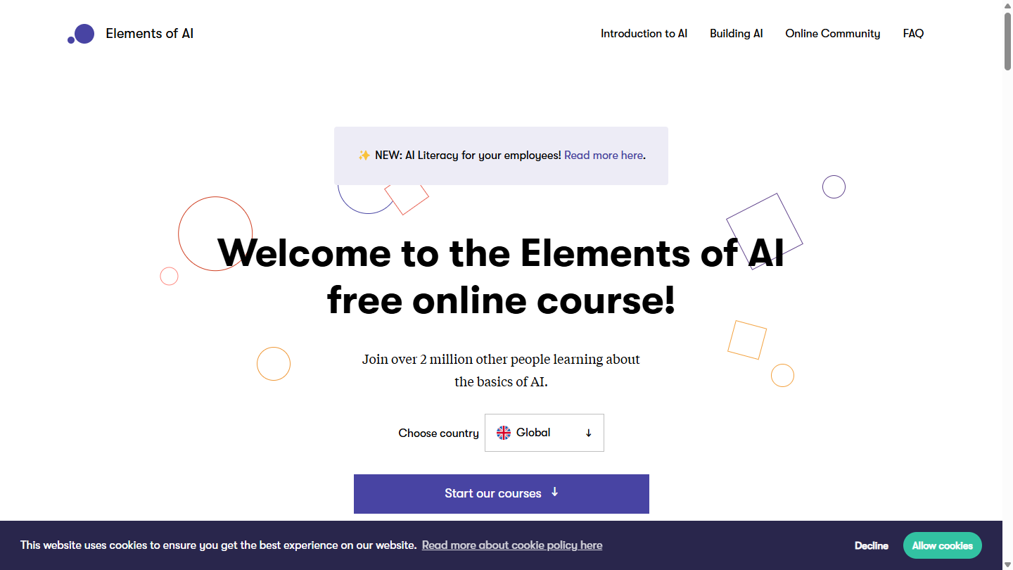 Elements of AI官网首页界面截图
