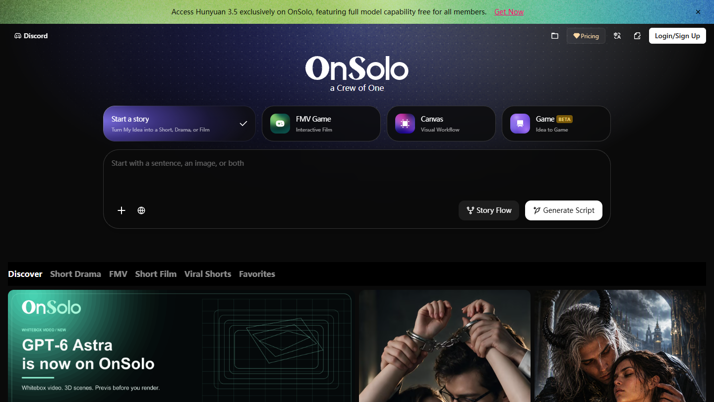 OnSolo官网首页界面截图