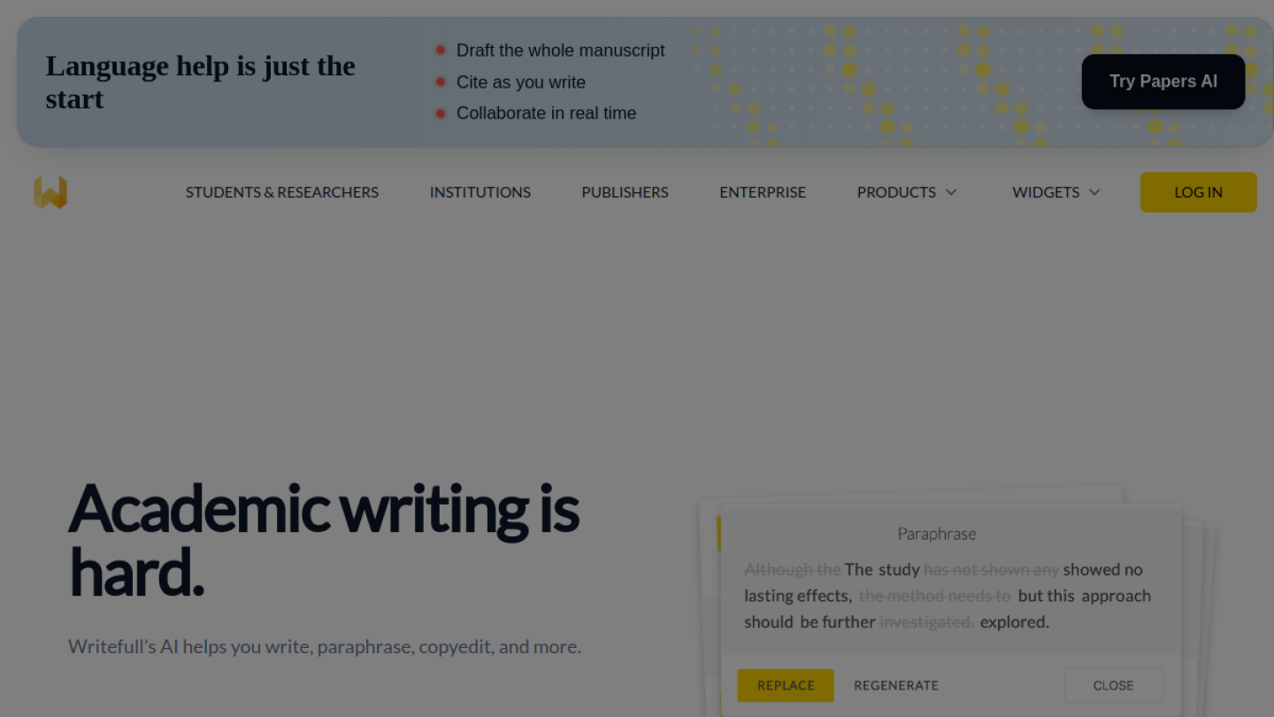 Writefull官网首页界面截图