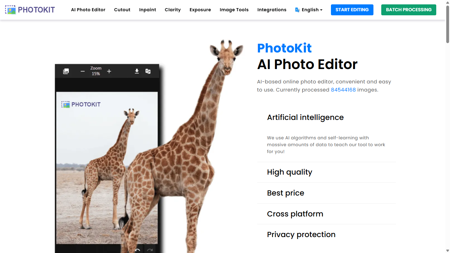 PhotoKit官网首页界面截图