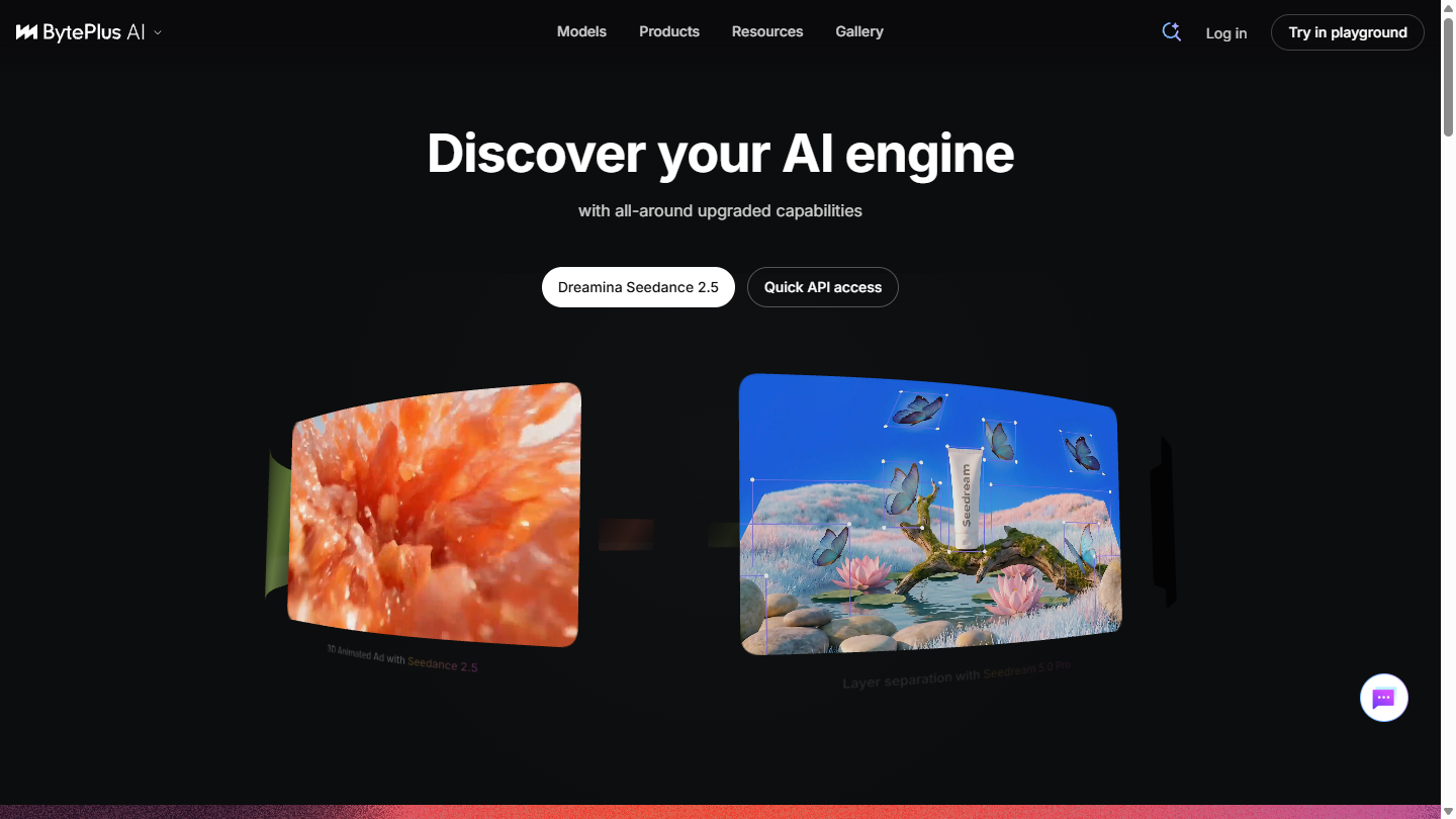 BytePlus AI官网首页界面截图