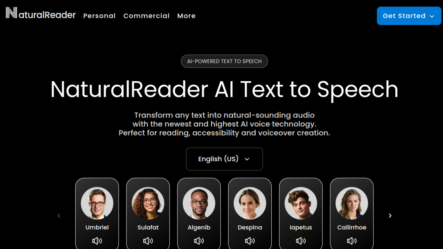 NaturalReader官网首页界面截图