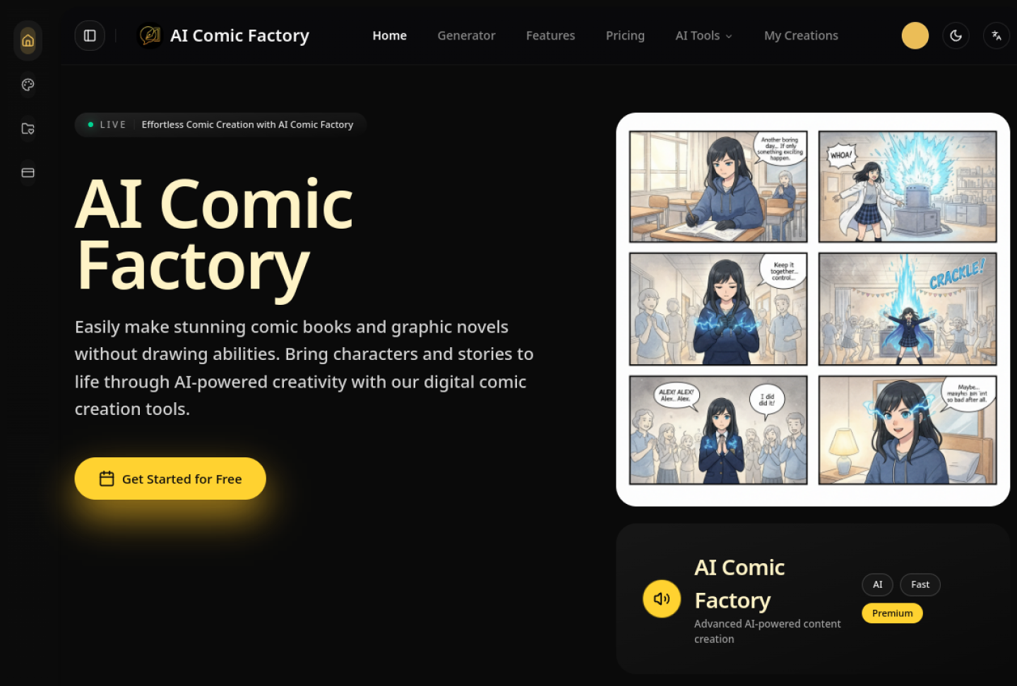 AI Comic Factory官网首页界面截图