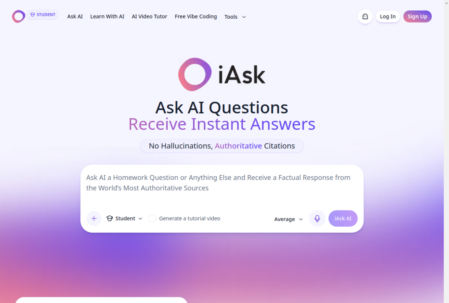 iAsk AI官网首页界面截图