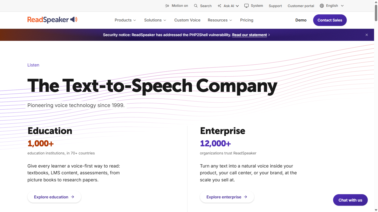 ReadSpeaker官网首页界面截图