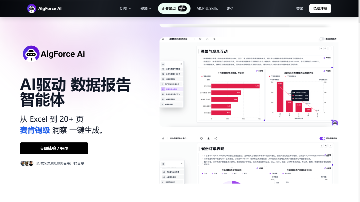AlgForce AI官网首页界面截图
