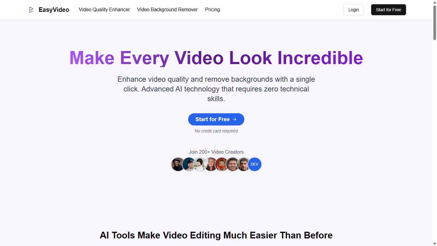 EasyVideo官网首页界面截图