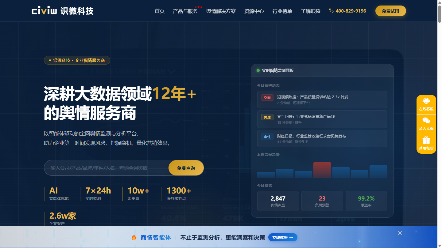 识微科技官网首页界面截图