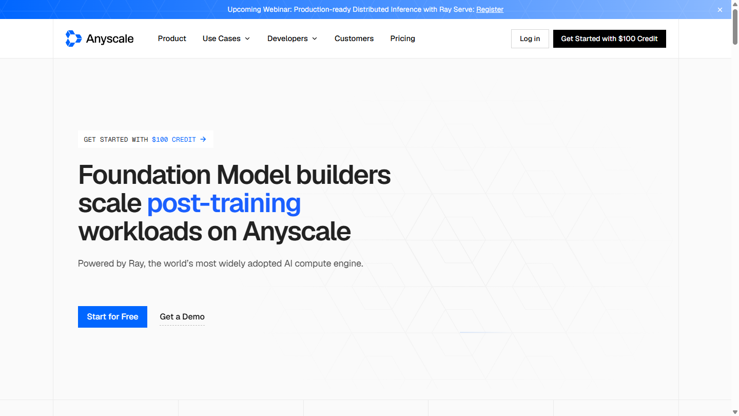 Anyscale官网首页界面截图