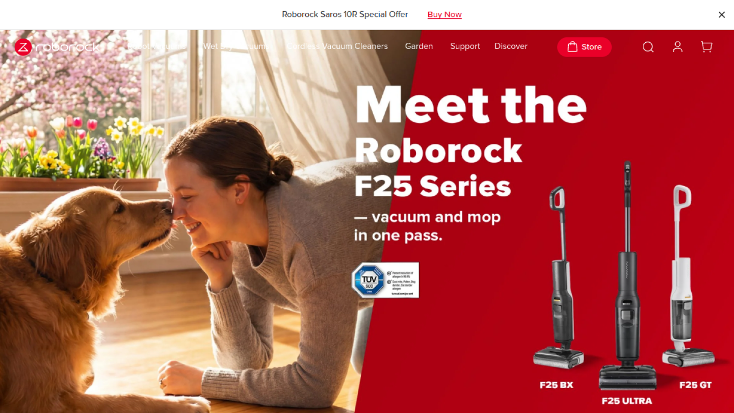 石头科技Roborock官网首页界面截图