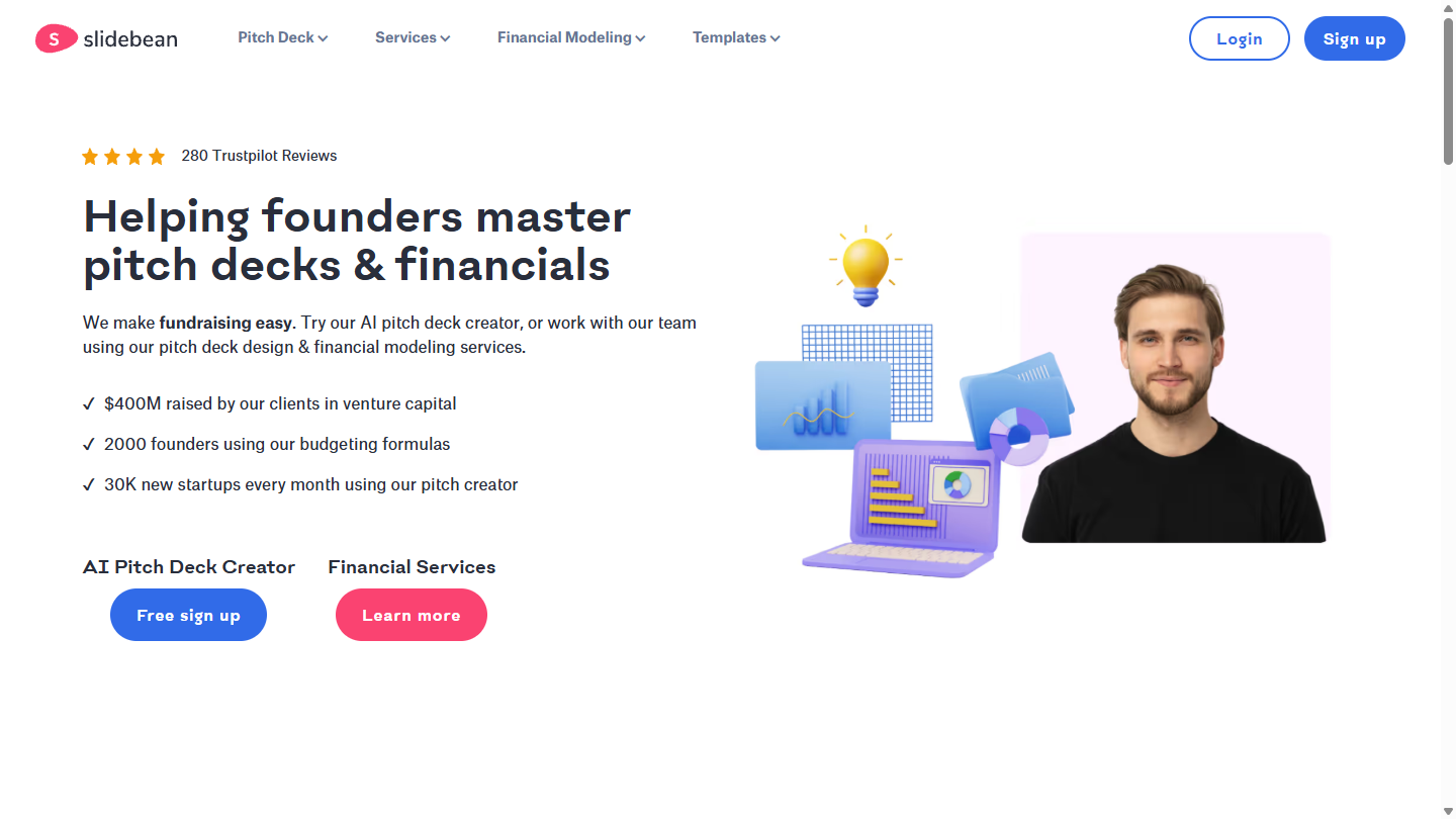 Slidebean官网首页界面截图